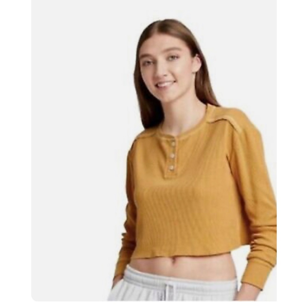 Wild Fable Waffle Henley Crop Top